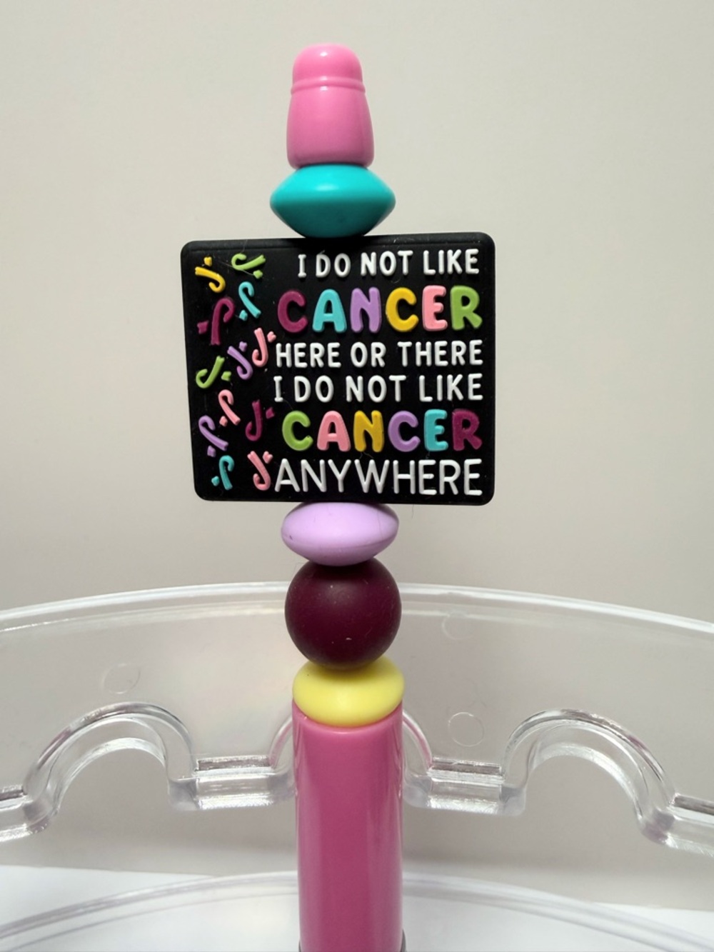 New Beaded Colorful 'I Do Not Like Cancer Anywhere' Inspirational Pen